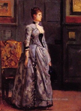 青い服を着た女性の肖像画女性ベルギーの画家アルフレッド・スティーブンス Oil Paintings